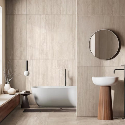 TRAVERTINE SAVOIA ITALIA Piastrelle in gres porcellanato effetto travertino contemporaneo per pavimenti e rivestimenti