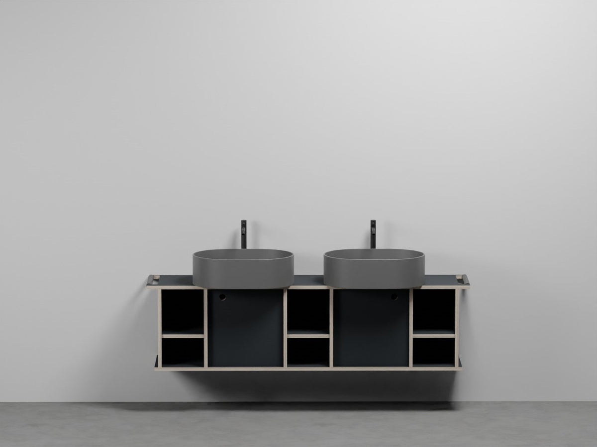 # LAVABO OVALE DOPPIO con MOBILE a 2 ANTE E 3 VANI GIORNO THEO 175 - CIELO mobile lavandino per bagno