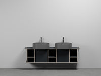 # LAVABO OVALE DOPPIO con MOBILE a 2 ANTE E 3 VANI GIORNO THEO 175 - CIELO mobile lavandino per bagno