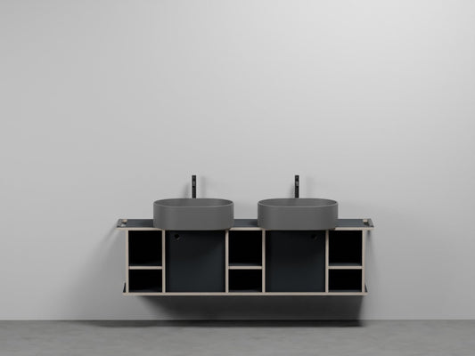 # LAVABO OVALE DOPPIO con MOBILE a 2 ANTE E 3 VANI GIORNO THEO 175 - CIELO mobile lavandino per bagno