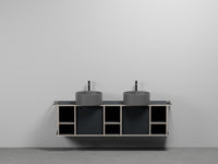 # LAVABO TONDO DOPPIO con MOBILE a 2 ANTE E 3 VANI GIORNO THEO 175 - CIELO mobile lavandino per bagno