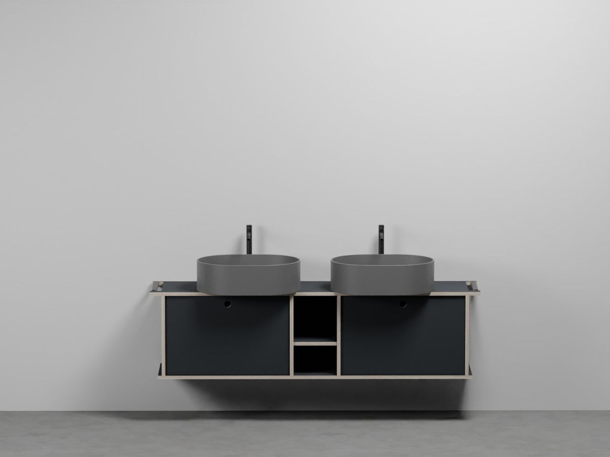 # LAVABO OVALE DOPPIO con MOBILE 2 CASSETTONI E VANO GIORNO THEO 175 - CIELO mobile lavandino per bagno