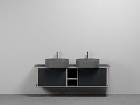 # LAVABO OVALE DOPPIO con MOBILE 2 CASSETTONI E VANO GIORNO THEO 175 - CIELO mobile lavandino per bagno
