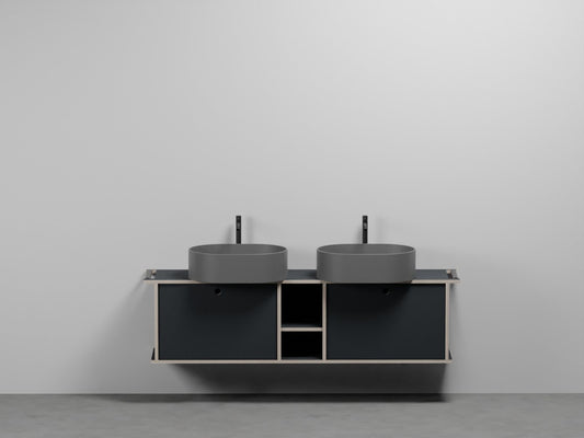 # LAVABO OVALE DOPPIO con MOBILE 2 CASSETTONI E VANO GIORNO THEO 175 - CIELO mobile lavandino per bagno