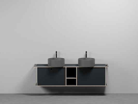 # LAVABO TONDO DOPPIO con MOBILE 2 CASSETTONI E VANO GIORNO THEO 175 - CIELO mobile lavandino per bagno