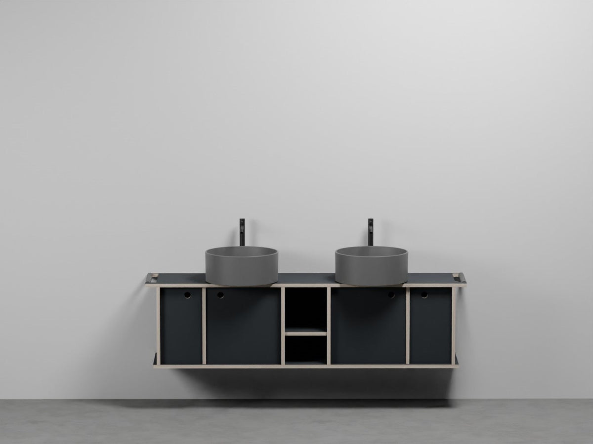 # LAVABO TONDO con MOBILE 4 ANTE E VANO GIORNO THEO 175 - CIELO mobile per bagno con lavandino