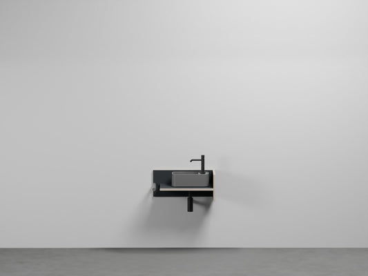 # LAVABO RETTANGOLARE MONOFOSO SOSPESO con MOBILE THEO MINI - CIELO lavandino compatto poco ingombrante per bagno stretto