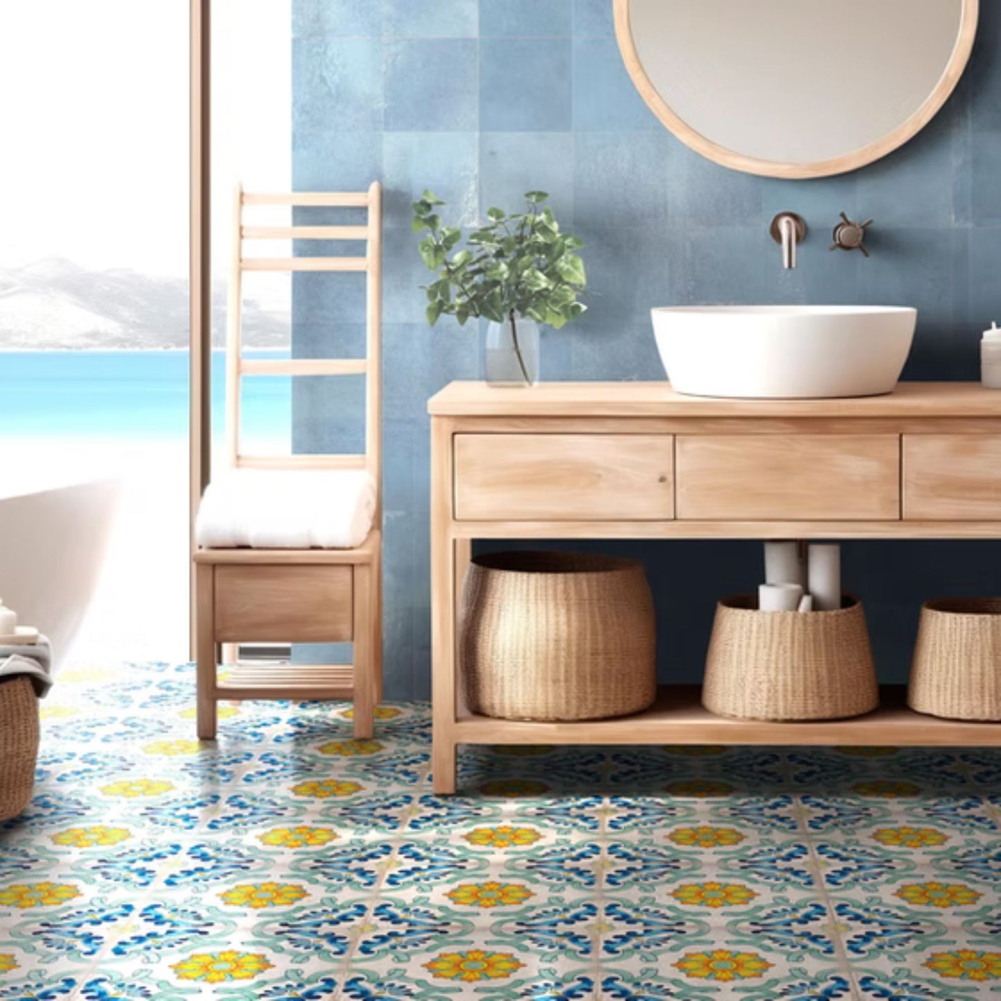 VIETRI SAVOIA ITALIA Piastrelle in gres porcellanato decorato effetto maioliche partenopee vivaci e artigianali per pavimenti e rivestimenti