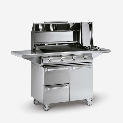 Barbecue a gas con carrello Alain Palazzetti in acciaio inox
