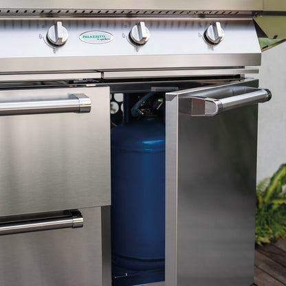 Barbecue a gas con carrello Alain Palazzetti in acciaio inox