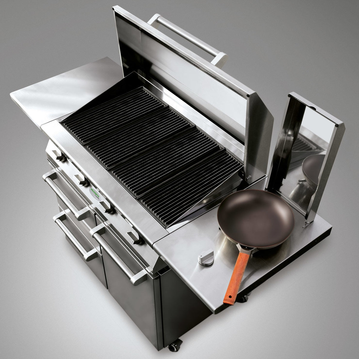 Barbecue a gas con carrello Alain Palazzetti in acciaio inox