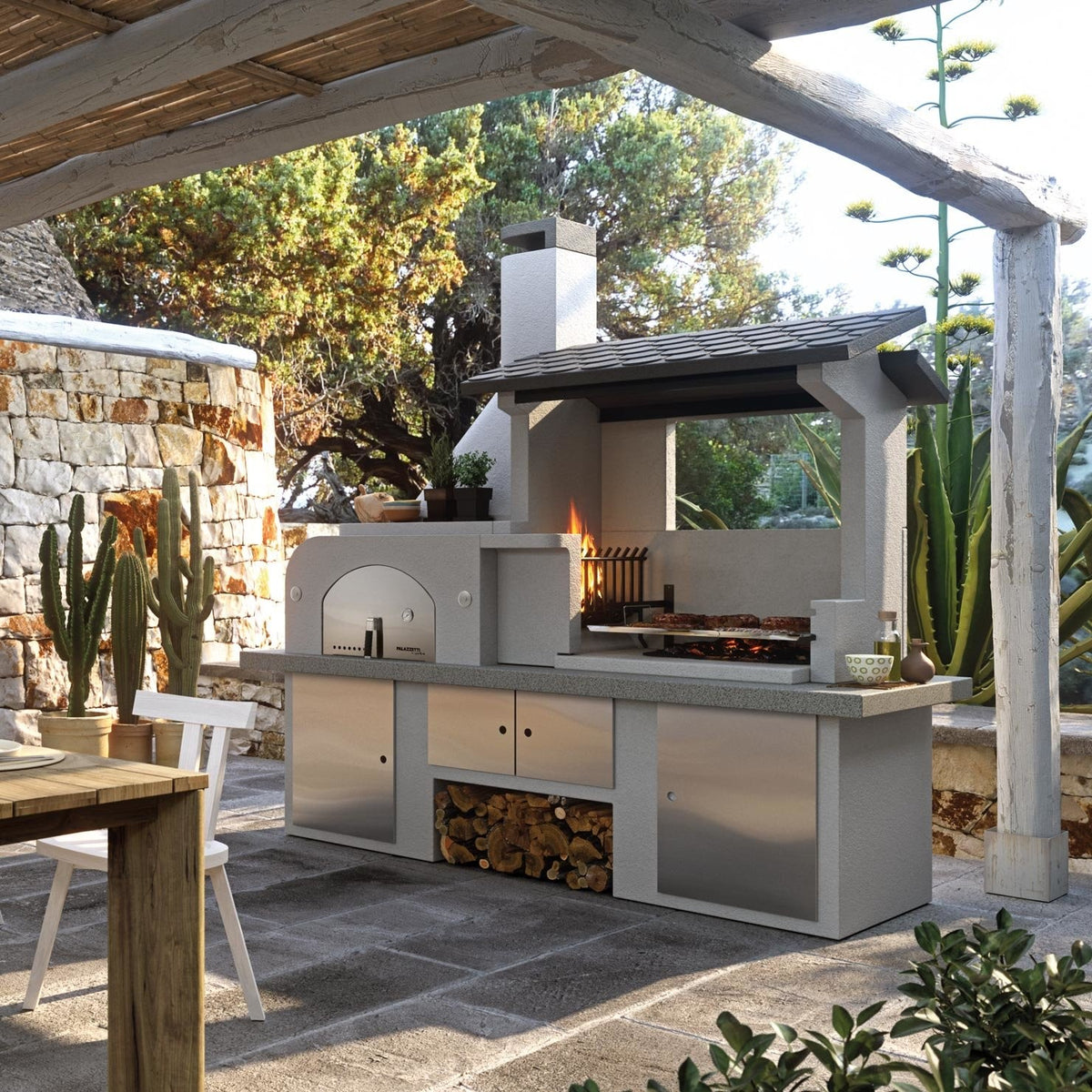 Barbecue in cemento con forno e tettoia Antille Palazzetti