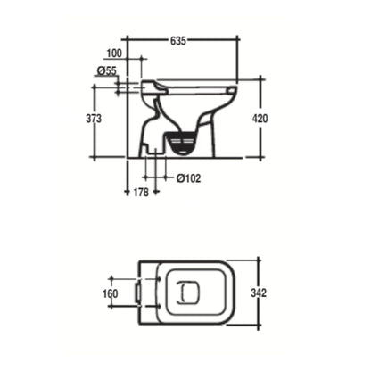 WC Linea CONCA BLU FONDALE IDEAL STANDARD a pavimento in ceramica smaltata con design classico per bagni vintage