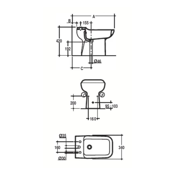 BIDET a pavimento Linea CONCA GRIGIO PERLA IDEAL STANDARD in ceramica sanitaria per bagni vintage e ristrutturazioni dallo stile classico ricercato