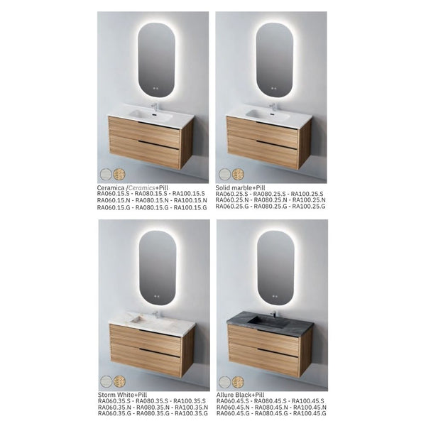 # MOBILE SOSPESO F4 BAMBOO LEGNO LAMINATO 80Cm - NOFER mobile bagno con 2 cassetti