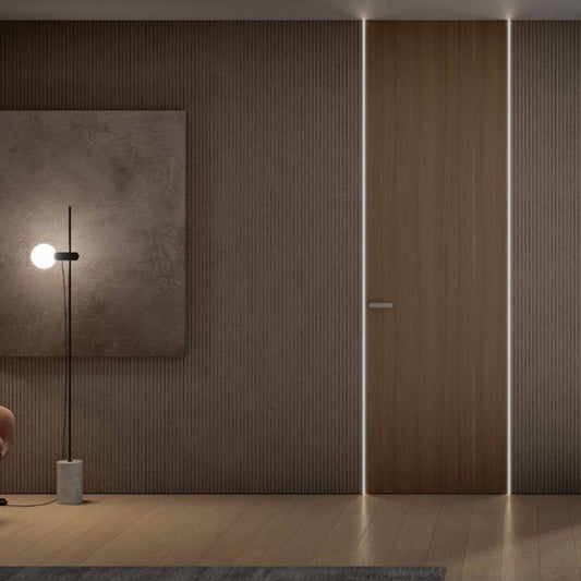 SCRIGNO PORTE BATTENTI IN LEGNO ESSENZE Controluce filo muro con luce LED