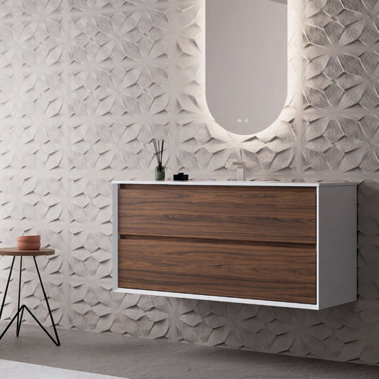 # MOBILE F5 COOL BIANCO OPACO e NOCE 100Cm - NOFER in Compensato Marino, design elegante e resistente per il Bagno