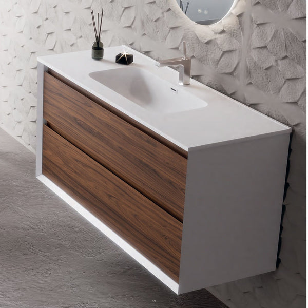 # MOBILE F5 COOL BIANCO OPACO e NOCE 80Cm - NOFER in Compensato Marino, design elegante e resistente per il Bagno