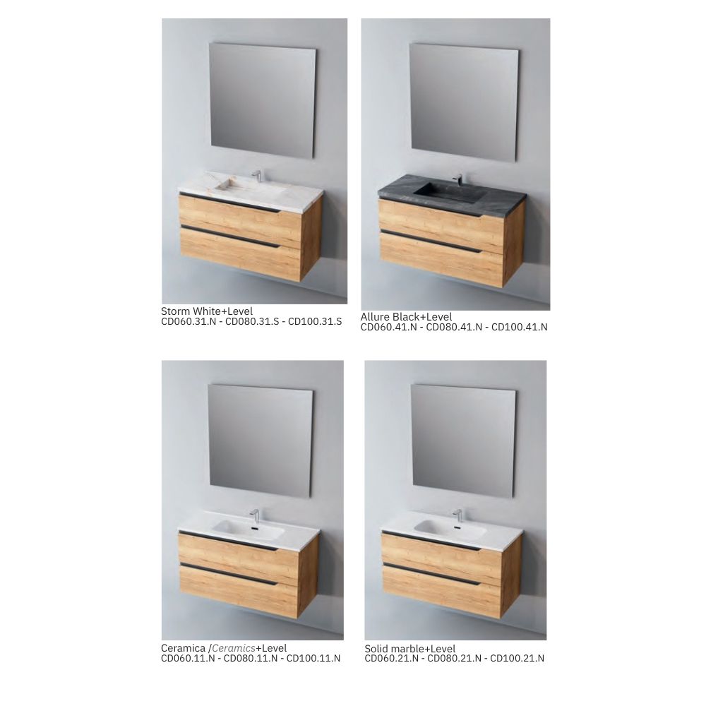 # MOBILE CONTRACT DUO LEGNO LAMINATO SAND e MANIGLIA NERA 80Cm - NOFER mobile con 2 cassetti