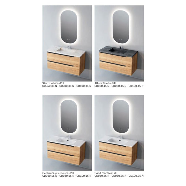 # MOBILE CONTRACT DUO LEGNO LAMINATO SAND e MANIGLIA NERA 60Cm - NOFER mobile con 2 cassetti