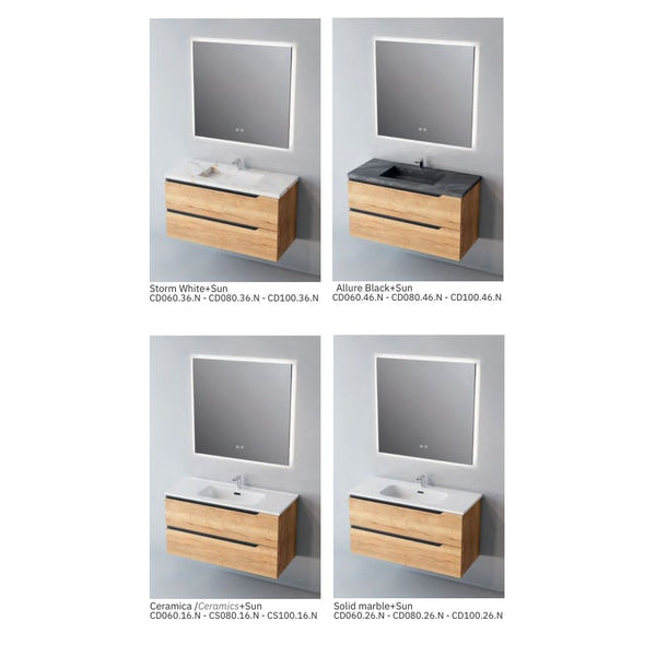 # MOBILE CONTRACT DUO LEGNO LAMINATO SAND e MANIGLIA NERA 100Cm - NOFER mobile con 2 cassetti