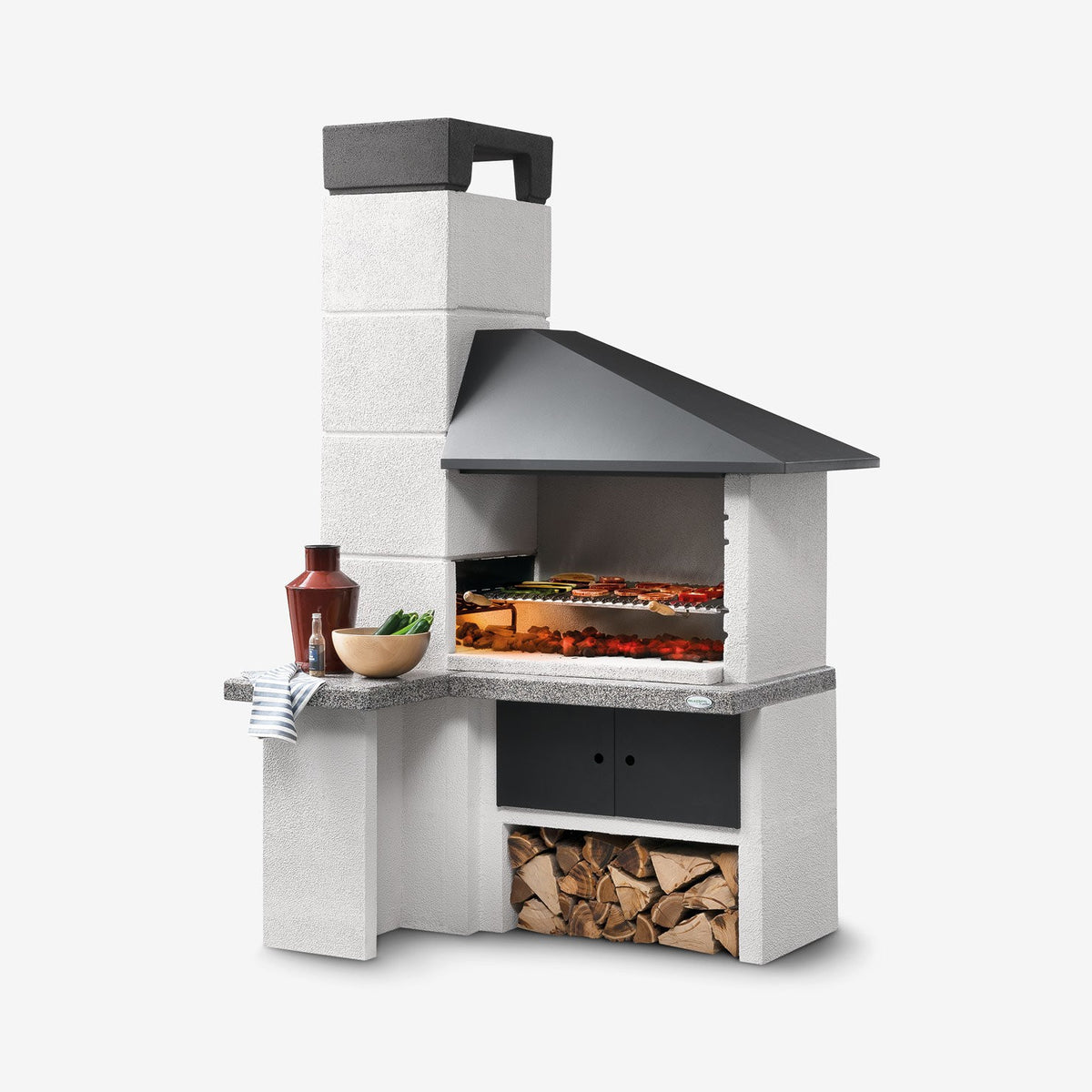 Barbecue in cemento Faro New Palazzetti con cappa inox