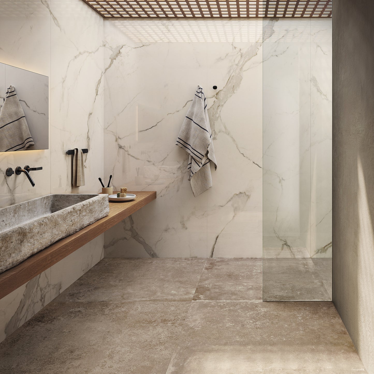 INFINITO 2.0 FONDOVALLE Marmi total black, grigi look naturale, marroni e bianchi dalle texture variegate e venature ampie