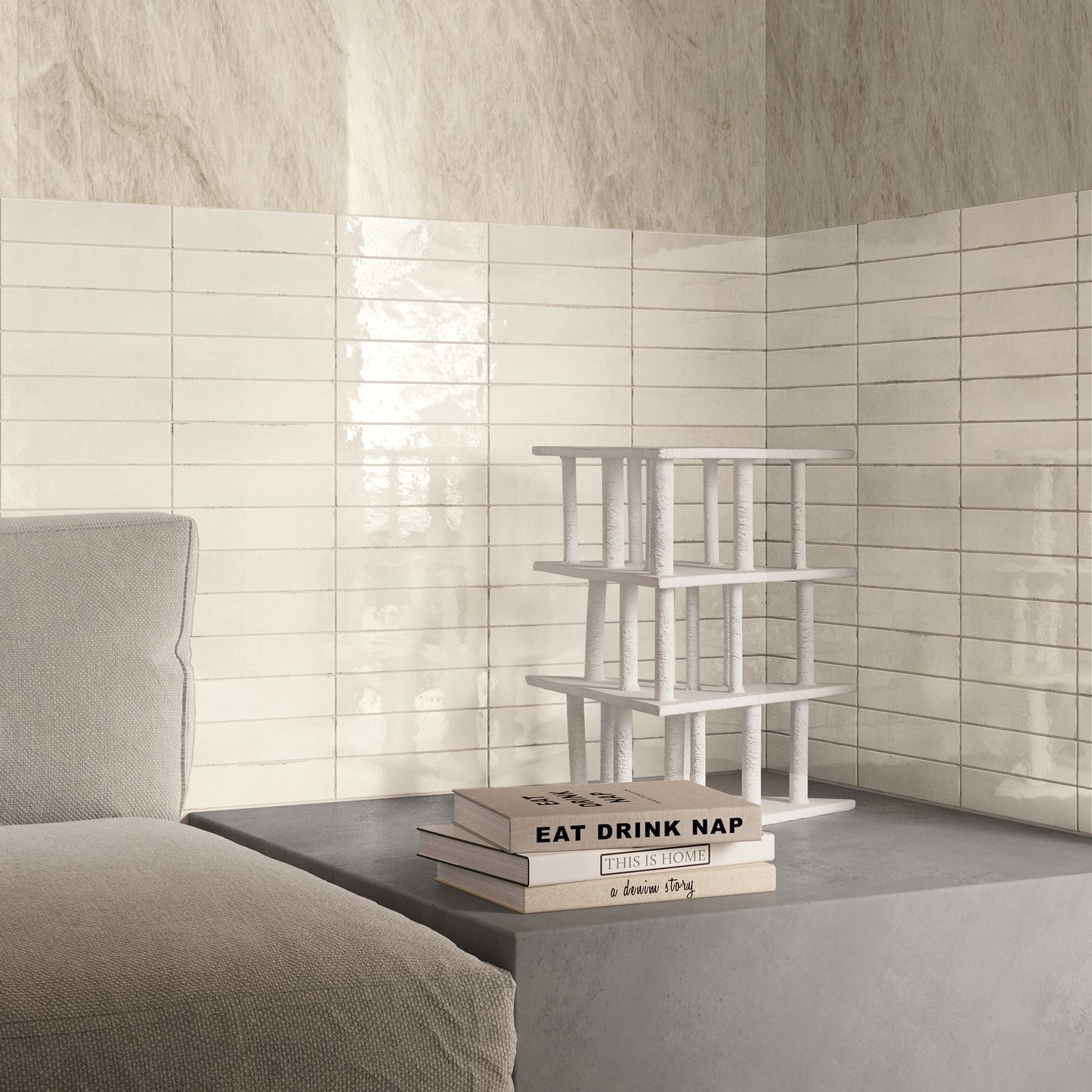 BRIT FONDOVALLE rivestimento per pareti dal pattern visivo dinamico, le rifrazioni della luce creano giochi di colore che ricordano le sfumature del mare