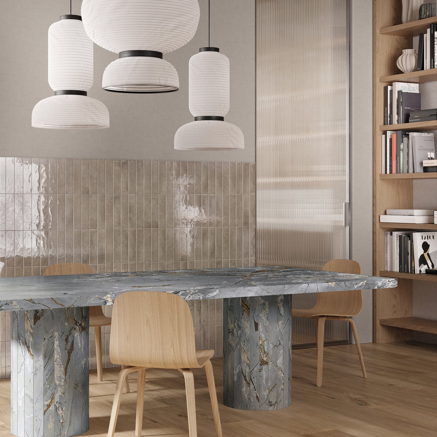 BRIT FONDOVALLE rivestimento per pareti dal pattern visivo dinamico, le rifrazioni della luce creano giochi di colore che ricordano le sfumature del mare