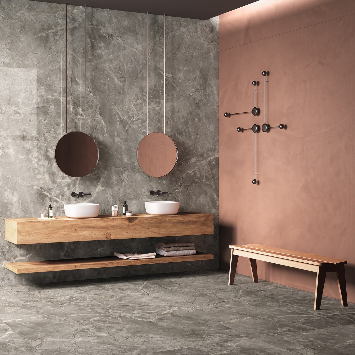 INFINITO 2.0 FONDOVALLE Marmi total black, grigi look naturale, marroni e bianchi dalle texture variegate e venature ampie