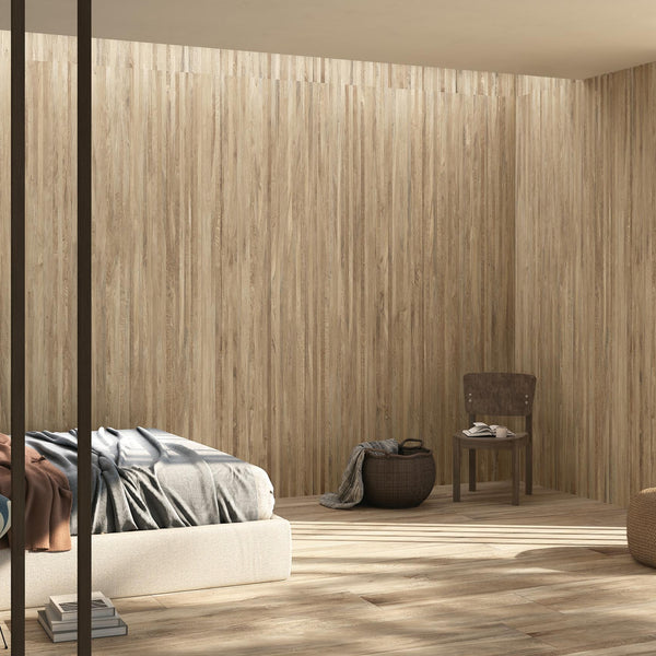WOODBLOCK FONDOVALLE gres porcellanato effetto legno rovere finitura Real Matt e tecnologia 3D Texture