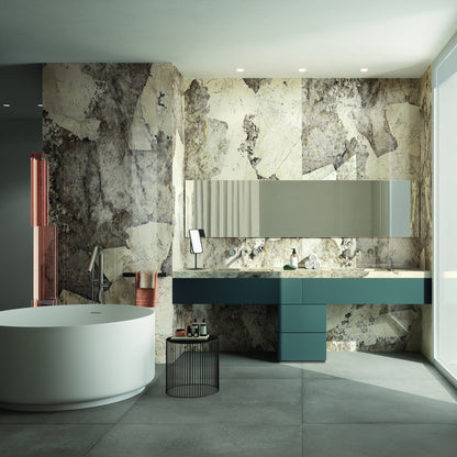 INFINITO 2.0 FONDOVALLE Marmi total black, grigi look naturale, marroni e bianchi dalle texture variegate e venature ampie