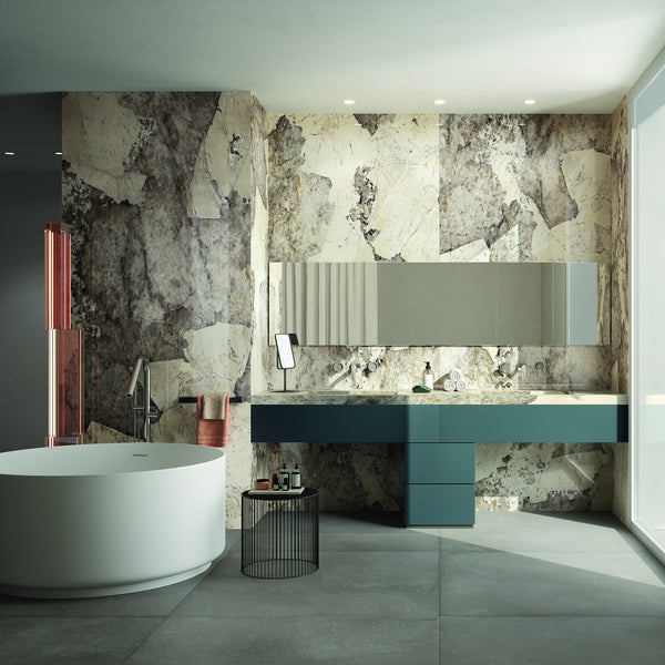 INFINITO 2.0 FONDOVALLE Marmi total black, grigi look naturale, marroni e bianchi dalle texture variegate e venature ampie