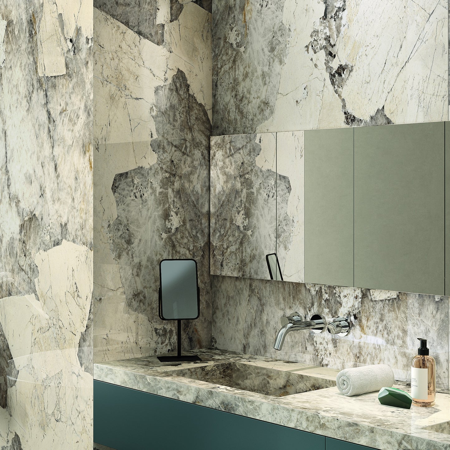 INFINITO 2.0 FONDOVALLE Marmi total black, grigi look naturale, marroni e bianchi dalle texture variegate e venature ampie