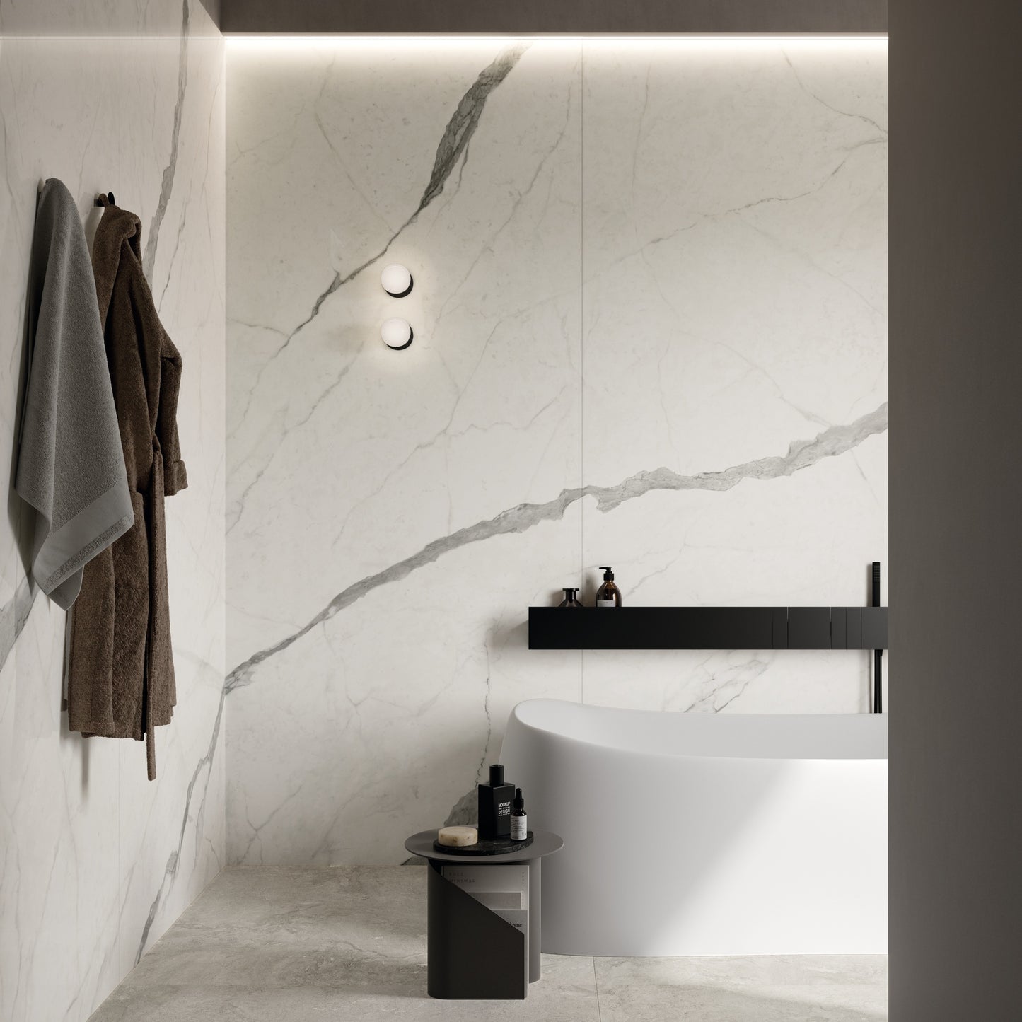 INFINITO 2.0 FONDOVALLE Marmi total black, grigi look naturale, marroni e bianchi dalle texture variegate e venature ampie