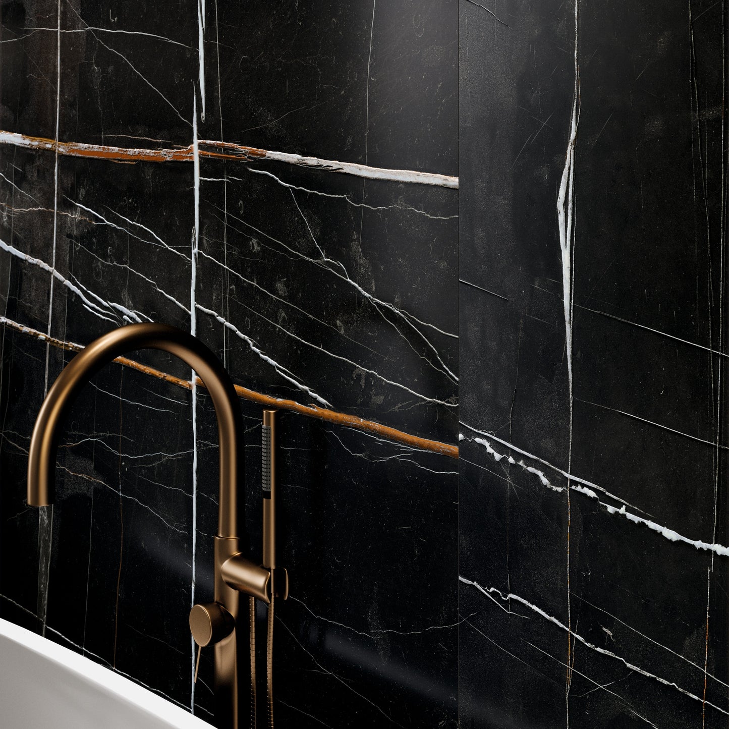 INFINITO 2.0 FONDOVALLE Marmi total black, grigi look naturale, marroni e bianchi dalle texture variegate e venature ampie