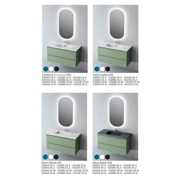 # MOBILE SOSPESO CONTRACT GLOW 100Cm - NOFER mobile da bagno con 2 cassetti