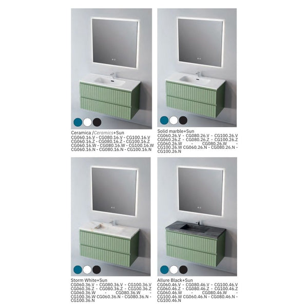 # MOBILE SOSPESO CONTRACT GLOW 100Cm - NOFER mobile da bagno con 2 cassetti