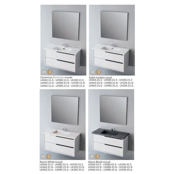 # MOBILE SOSPESO F4 LIKE LACCATO BIANCO OPACO 80Cm - NOFER mobile bagno con 2 cassetti