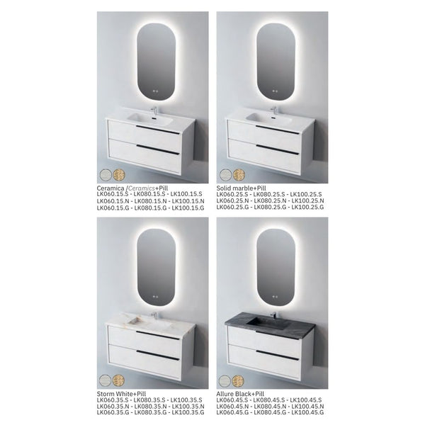 # MOBILE SOSPESO F4 LIKE LACCATO BIANCO OPACO 100Cm - NOFER mobile bagno con 2 cassetti