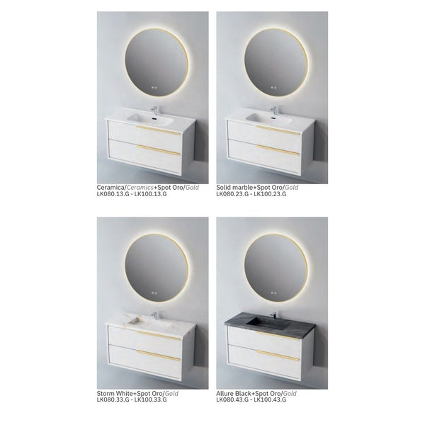 # MOBILE SOSPESO F4 LIKE LACCATO BIANCO OPACO 100Cm - NOFER mobile bagno con 2 cassetti