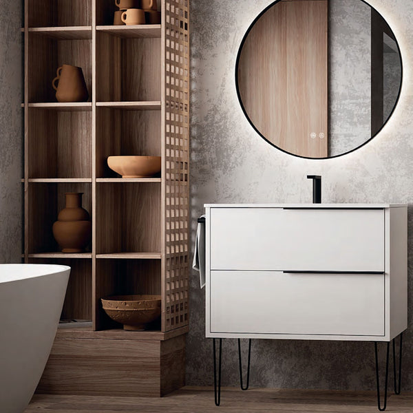 # MOBILE SOSPESO F4 LIKE LACCATO BIANCO OPACO 60Cm - NOFER mobile bagno con 2 cassetti