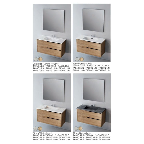 # MOBILE SOSPESO F4 LISTELLO LEGNO LAMINATO 80Cm - NOFER mobile da bagno con 2 cassetti