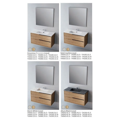 # MOBILE SOSPESO F4 LISTELLO LEGNO LAMINATO 100Cm - NOFER mobile da bagno con 2 cassetti