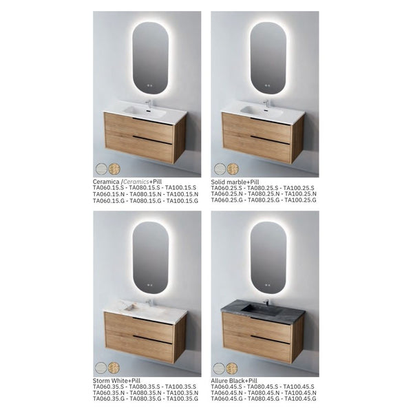 # MOBILE SOSPESO F4 LISTELLO LEGNO LAMINATO 60Cm - NOFER mobile da bagno con 2 cassetti
