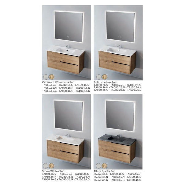 # MOBILE SOSPESO F4 LISTELLO LEGNO LAMINATO 80Cm - NOFER mobile da bagno con 2 cassetti