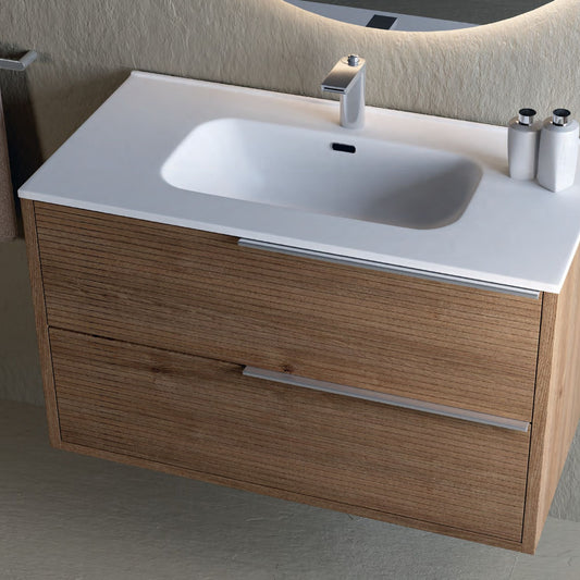 # MOBILE SOSPESO F4 LISTELLO LEGNO LAMINATO 80Cm - NOFER mobile da bagno con 2 cassetti