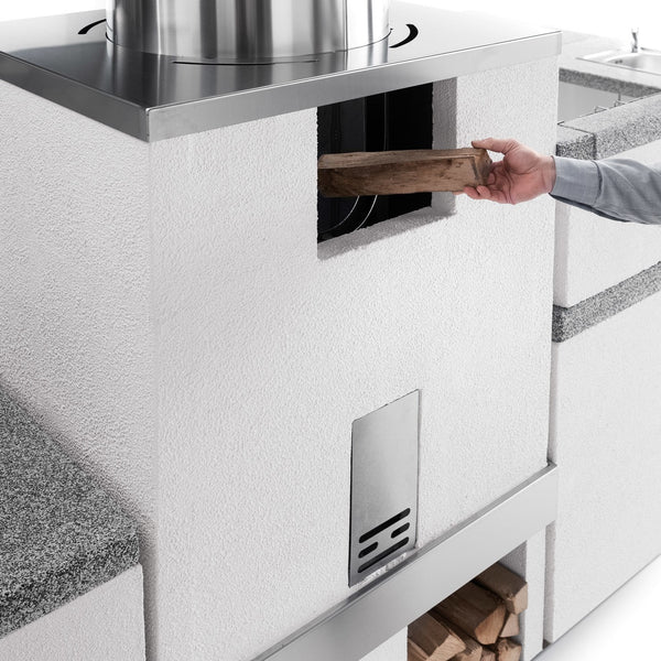 Modulo brucia legna Palazzetti per cucina da esterno