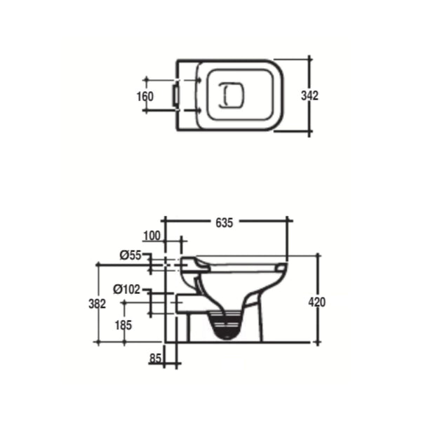 WC Linea CONCA KASHMIR IDEAL STANDARD a parete in ceramica smaltata con design classico per bagni vintage