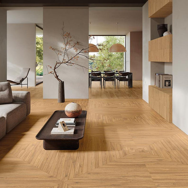 # PLAYWOOD - EMILCERAMICA collezione ceramica che prende ispirazione del legno di quercia